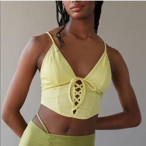 Urban Outfitters Lace-Up Ribbed Crop Top – Medium